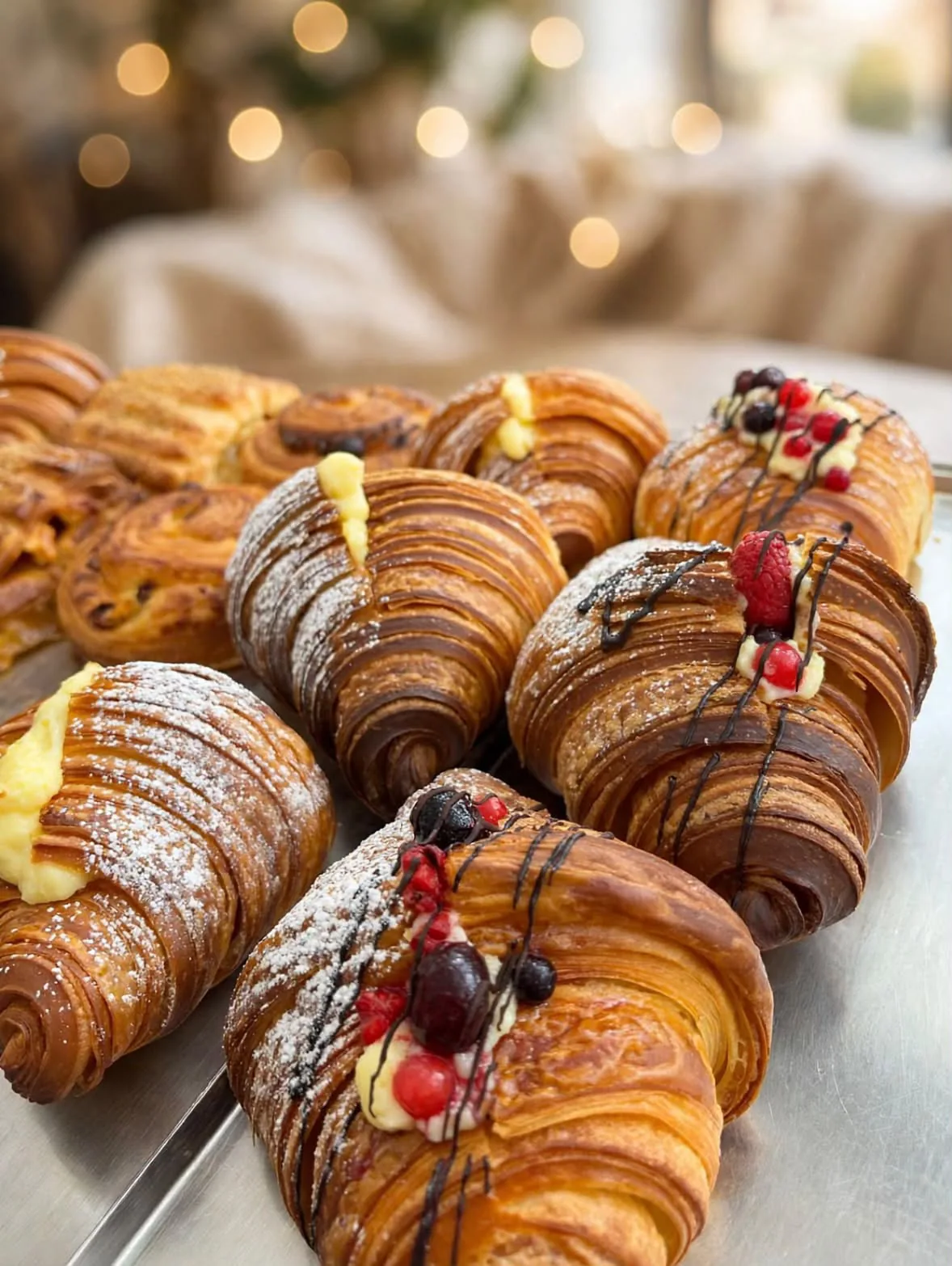 Cornetti sfogliati con crema e frutti rossi di Agape