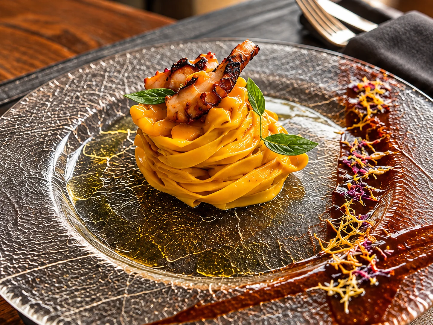 Primo piatto di pasta con gambero della cucina di Agape